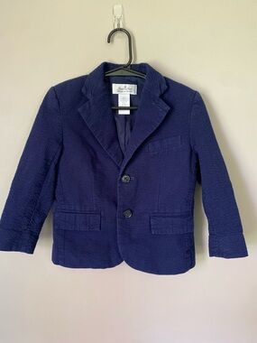 Janie and Jack Deep Navy Seersucker Textured Boys' Blazer